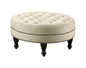 Round Cocktail Ottoman in Oatmeal