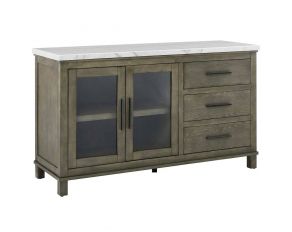 Grayson Server with White Marble Top in Dusty Honey