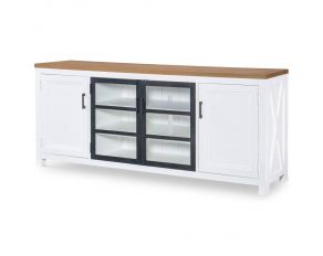 Franklin Entertainment Console in Natural White and Oak