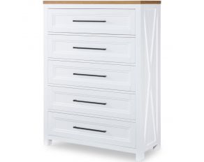 Franklin 5 Drawer Chest in Natural White and Oak