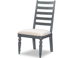 Easton Hills Ladder Back Side Chair in Stone Washed and Distressed Denim Finish