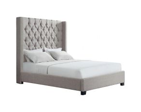 Morrow King Upholstered Bed in Grey Finish