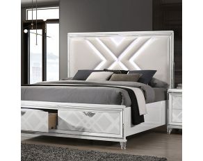 Emmeline Queen Upholstered Storage Bed in White