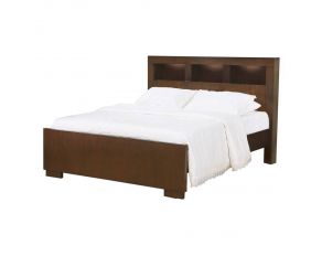 Jessica California King Bed With Storage Headboard in Cappuccino