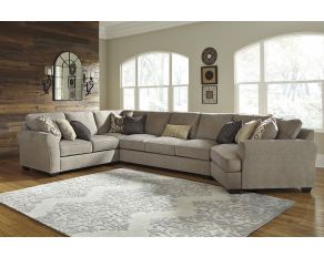 Pantomine 4-Piece Sectional with RAF Cuddler and Armless Sofa in Driftwood