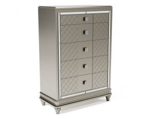 Chevanna 5 Drawer Chest in Metallic Silvertone