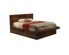 Jessica King Platform Bed With Rail Seating in Cappuccino