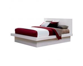 Jessica Queen Platform Bed With Rail Seating in White