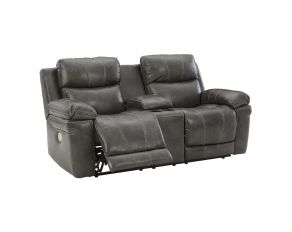 Edmar Power Reclining Loveseat with Console in Charcoal Gray