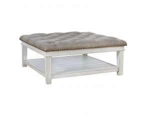 Kanwyn Upholstered Ottoman Coffee Table in Whitewash