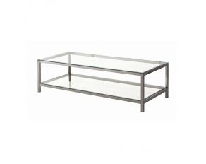 Ontario Coffee Table With Glass Shelf in Black Nickel