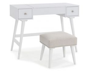 Thadamere Vanity with Stool in White