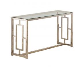 Sofa Table with Glass Top in Satin Nickel