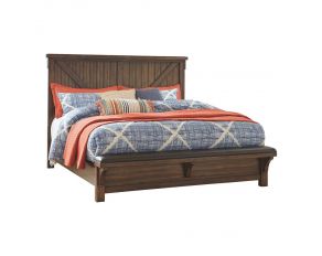 Lakeleigh Queen Panel Bed with Upholstered Bench in Dark Brown