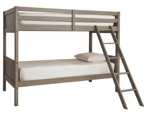 Lettner Twin over Twin Bunk Bed with Ladder in Light Gray