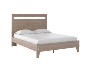 Flannia Queen Panel Platform Bed in Warm Gray