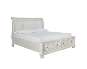 Robbinsdale California King Sleigh Bed with Storage in Antique White