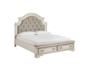 Realyn California King Upholstered Bed in Chipped White