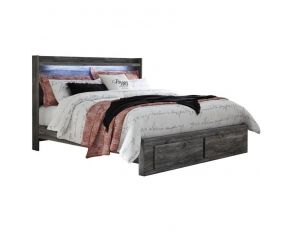 Baystorm King Panel Bed with 2 Storage Drawers in Smoky Gray