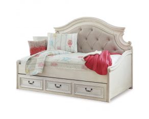 Realyn Twin Daybed with 1 Large Storage Drawer in Chipped White