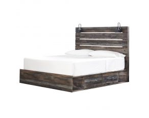 Drystan King Panel Bed with 2 Storage Drawers in Brown Multi