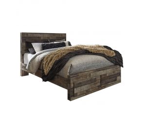 Derekson Queen Panel Bed with 2 Storage Drawers in Multi Gray