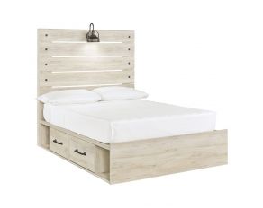 Cambeck Full Panel Bed with 2 Storage Drawers in Whitewash