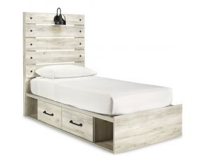 Cambeck Twin Panel Bed with 4 Storage Drawers in Whitewash