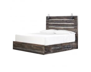 Drystan King Panel Bed with 4 Storage Drawers in Brown Multi