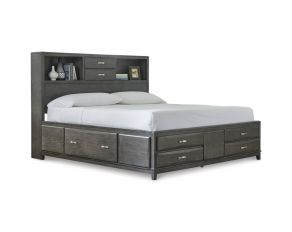 Caitbrook King Storage Bed with 8 Drawers in Gray