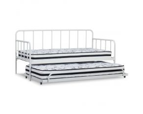 Trentlore Twin Metal Day Bed with Trundle in White