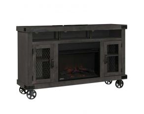 Industrial 62 inch Fireplace Console in Ghost Black