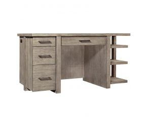 Platinum 60 Desk with Open Shelves in Gray Linen