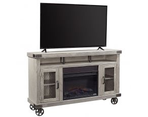 Industrial 62 inch Fireplace Console in Lighthouse Grey