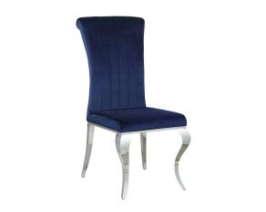 Carone Upholstered Side Chairs in Ink Blue And Chrome