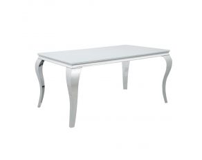 Carone Glass Top Dining Table in White And Chrome