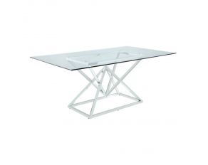 Beaufort Rectangle Glass Top Dining Table in Chrome
