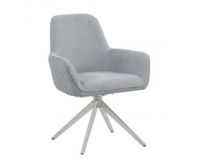 Abby Flare Arm Side Chair in Light Grey And Chrome