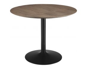 Clora Round Dining Table in Walnut And Black