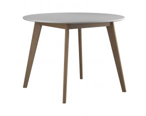 Breckenridge Round Dining Table Matte in White And Natural Oak