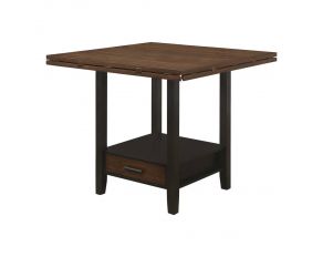 Sanford Round Counter Height Table With Drop Leaf in Cinnamon And Espresso