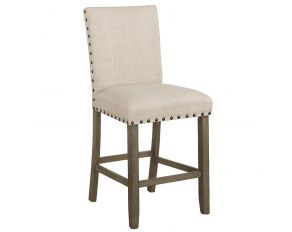 Upholstered Counter Height Stools With Nailhead Trim in Beige