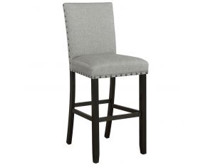 Solid Back Upholstered Bar Stools in Grey And Antique Noir