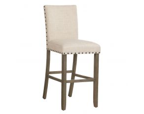 Upholstered Bar Stools With Nailhead Trim in Beige