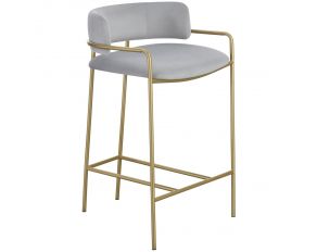 Comstock Upholstered Low Back Stool in Gold and Grey