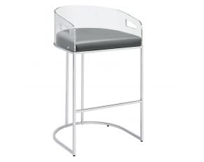 Acrylic Back Bar Stools in Grey And Chrome