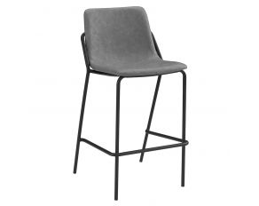 Earnest Solid Back Upholstered Bar Stool in Grey and Black