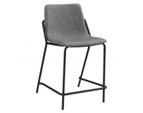 Earnest Solid Back Upholstered Counter Height Stool in Grey and Black