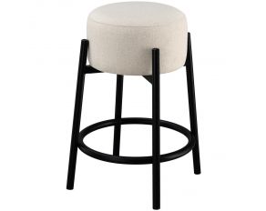 Leonard Upholstered Backless Round Counter Height Stool in White and Black