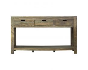 Persia 3-Drawer Storage Console Table in Natural Sheesham